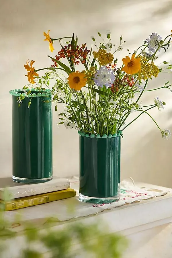 Dotted Rim Glass Vase