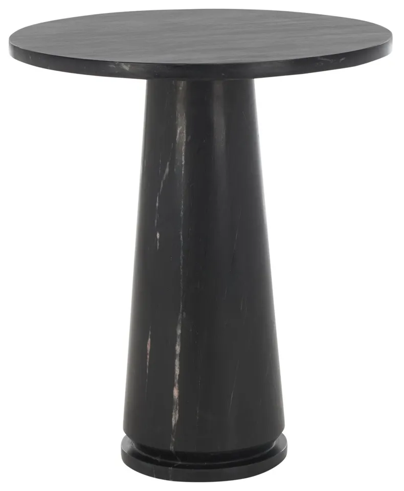 Valentia Tall Round Marble Accent Table - Black