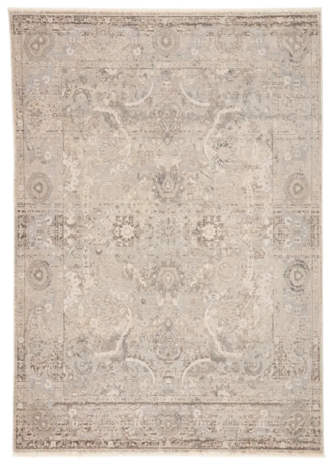 Baptiste Oriental Gray/ Cream Area Rug (5'X7'6")