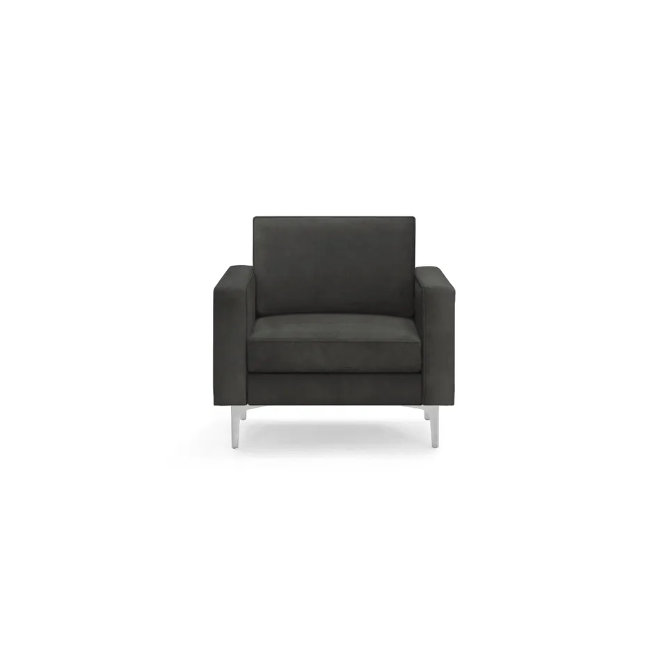 Nomad Velvet Armchair - Graphite Grey - Performance Velvet / Chrome - Metal