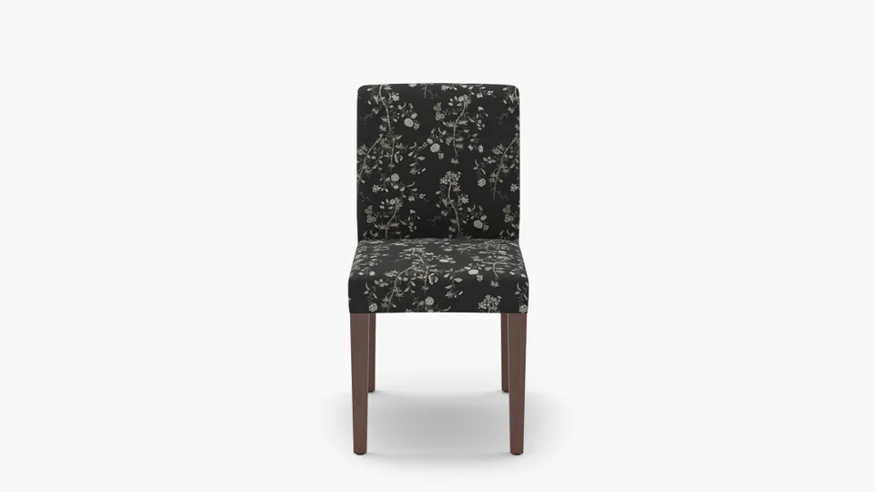 Signature Dining Chair, Black Bamboo Garden, Walnut Square Tapered Leg