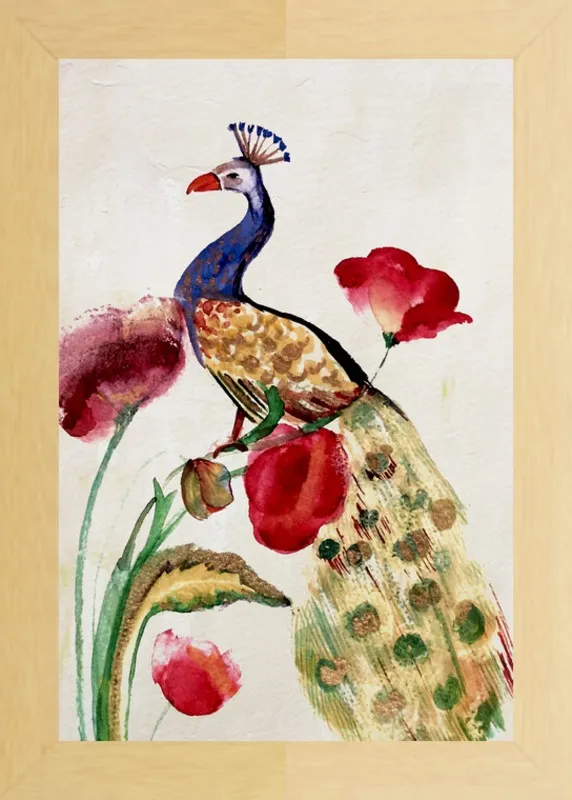 blue gold peacock by Ruti Shaashua for Artfully Walls