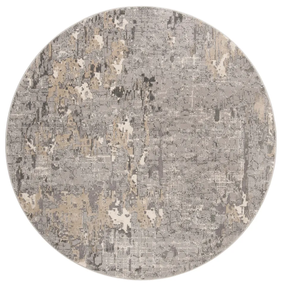 Arlo Home Woven Area Rug, MDW178F, Grey,  6' 7" X 6' 7" Round