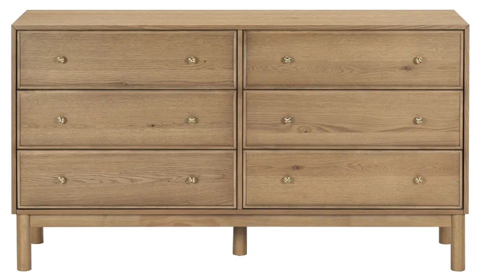 Safavieh Couture Orion 6 Drawer Wood Dresser, Brown Oak