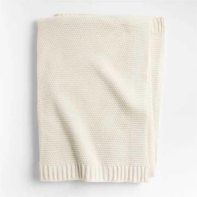 Bubble Knit Arctic Ivory Recycled Kids Bed Blanket
