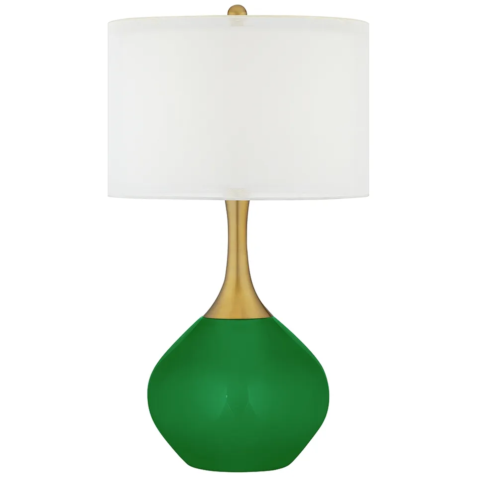 Color Plus Nickki Brass 30 1/2" High Modern Envy Green Table Lamp
