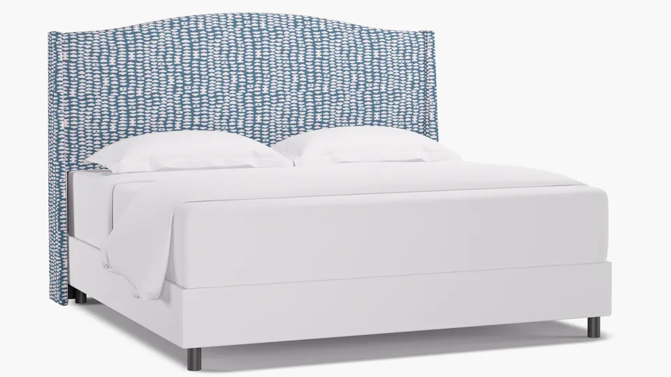 Classic Wingback Headboard, Dusty Blue Odalisque, King