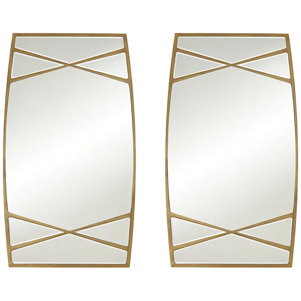 Double Cross Gold 23 1/4" x 42" Rectangular Wall Mirrors Set of 2