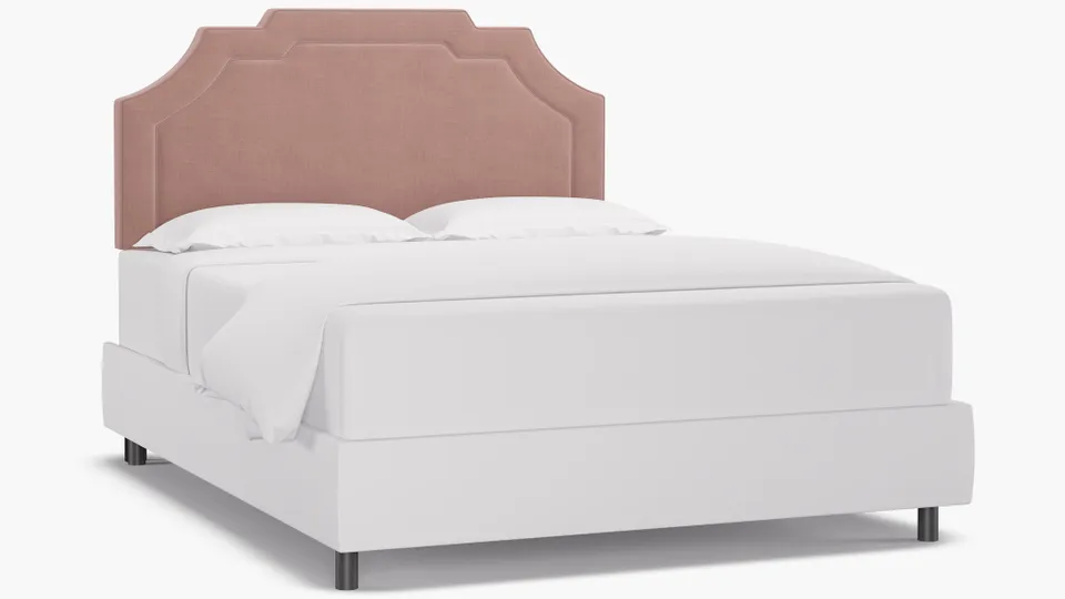 Art Deco Headboard, Blush Everyday Linen, Queen