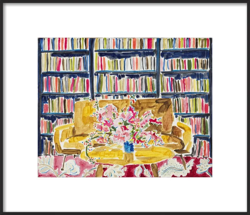 Library with Flowers by Kate Lewis for Artfully Walls