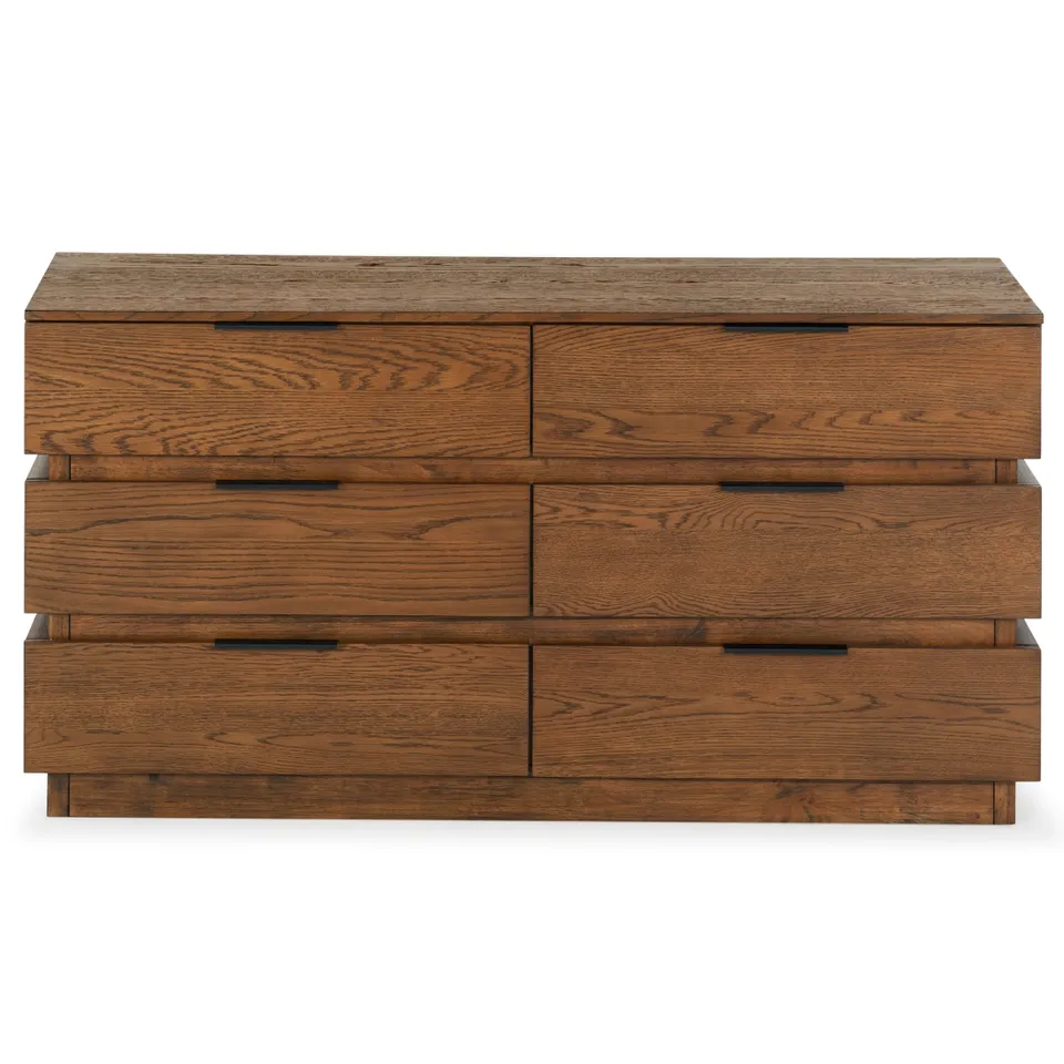 Titus 6 Drawer Stacked Dresser - Medium Oak