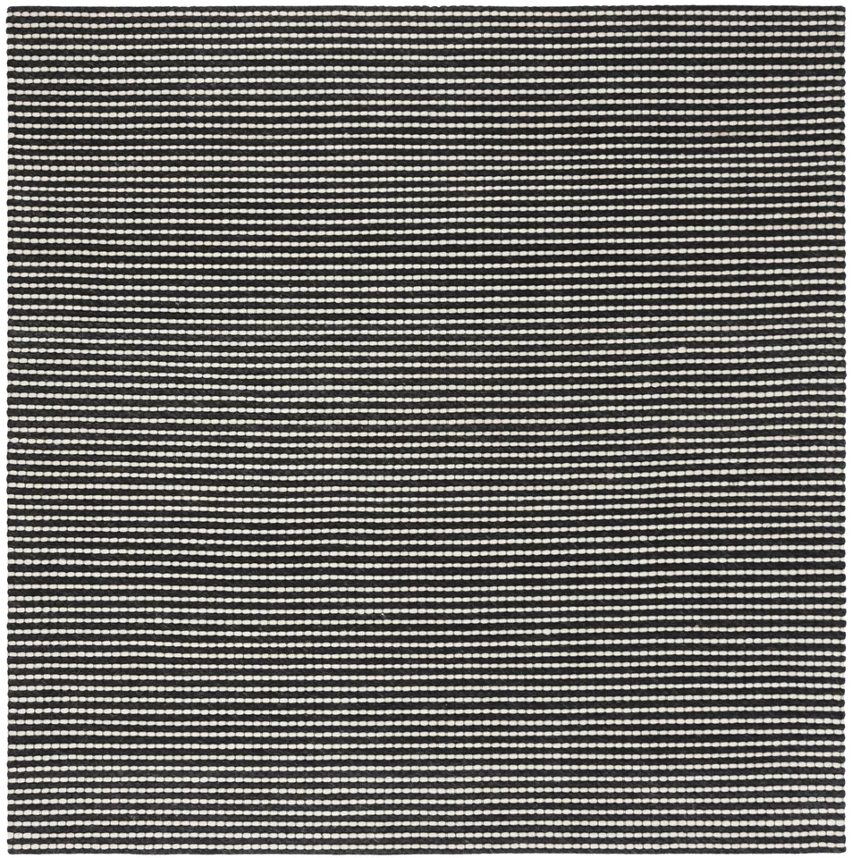 Arlo Home Hand Woven Area Rug, NAT801E, Ivory/Black,  6' X 6' Square