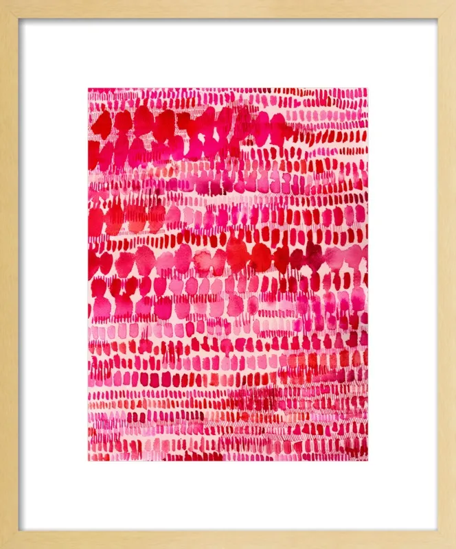 Pink and Red Watercolor Patterns Wall Art  by Paula Mills for Artfully Walls