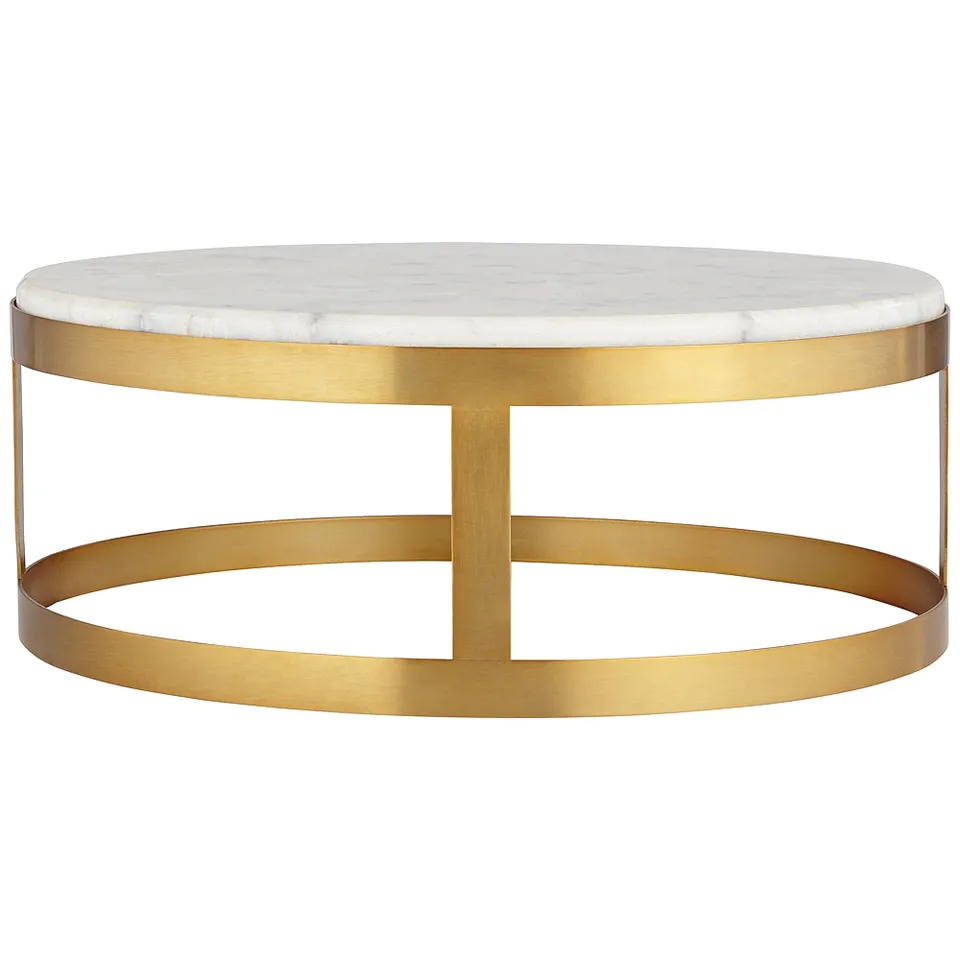 14" Marble and Gold Finish Pedestal Lamp Riser