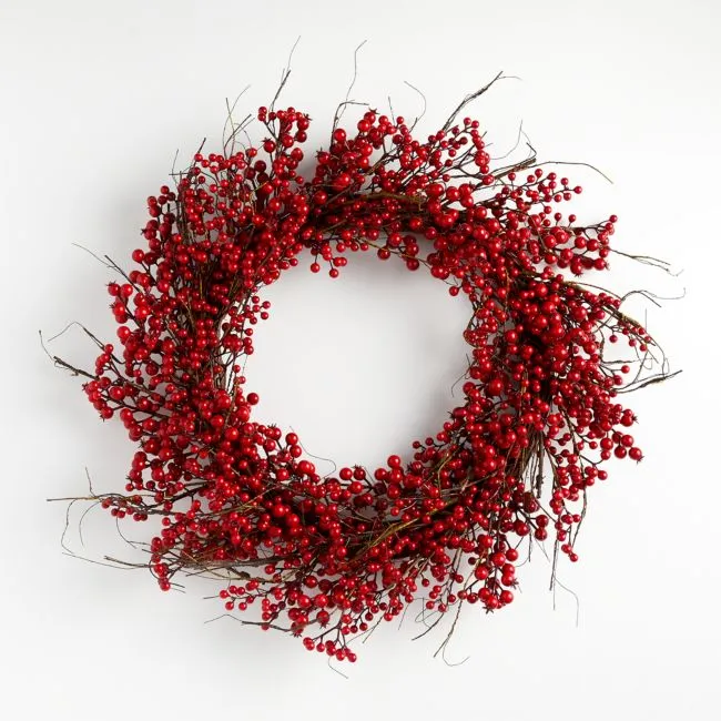 Faux Red Berry Holiday Wreath 30"