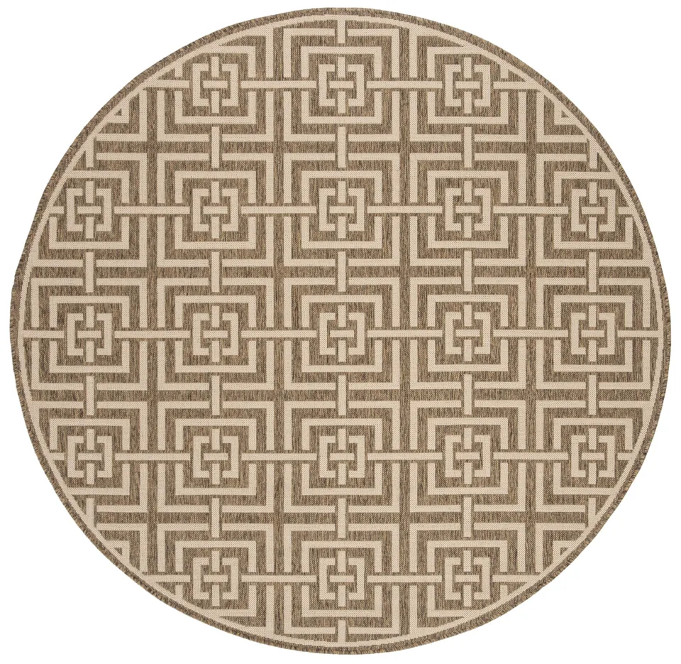 Arlo Home Indoor/Outdoor Woven Area Rug, LND128D, Beige/Cream,  6' 7" X 6' 7" Round