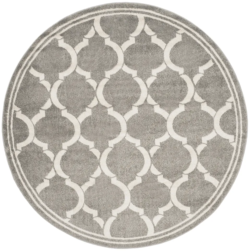 Arlo Home Indoor/Outdoor Woven Area Rug, AMT415R, Dark Grey/Beige,  7' X 7' Round