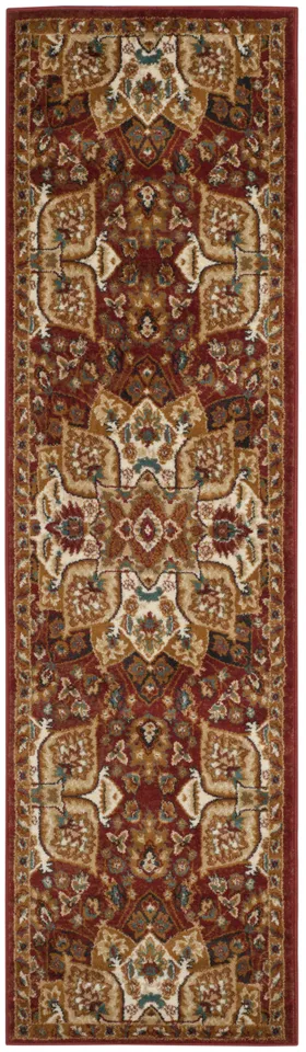Arlo Home Woven Area Rug, SMT295R, Red/Ivory,  2' 3" X 8'