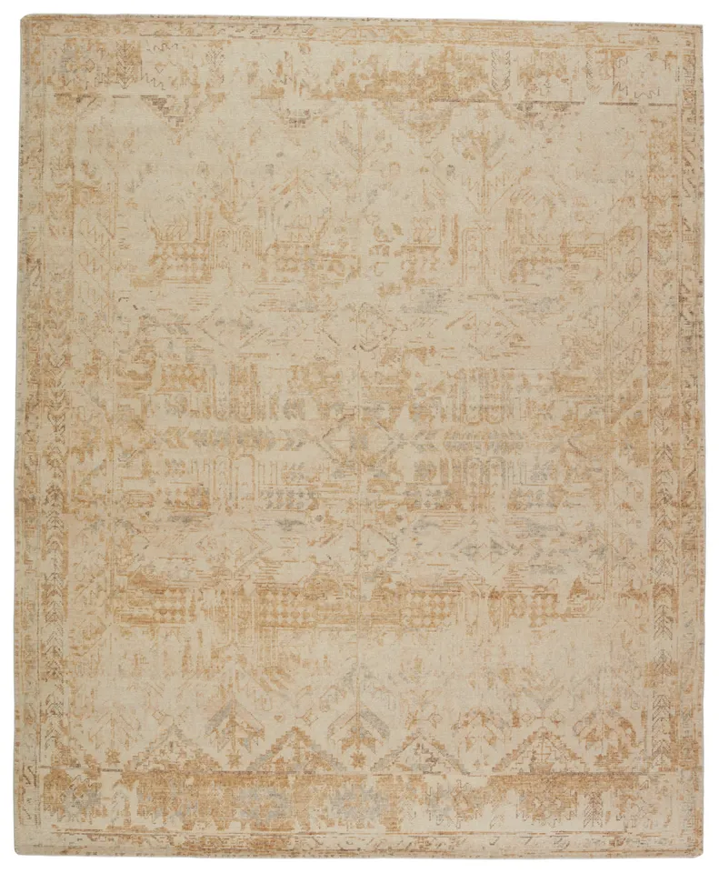 Designer Edit Hayat Hand-Knotted Tribal Beige/ Gold Area Rug (8'X10')