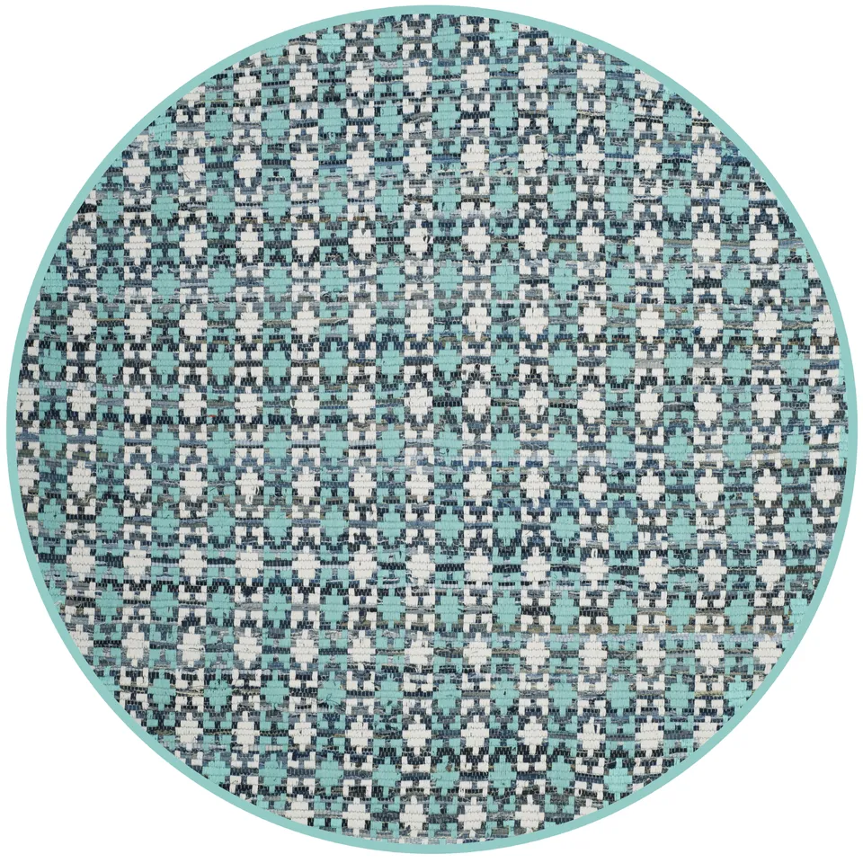 Arlo Home Hand Woven Area Rug, MTK123C, Turquoise/Multi,  4' X 4' Round