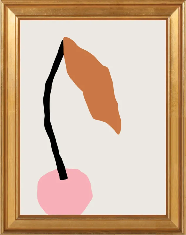 Pink fruit with leaf by Jessica Nielsen for Artfully Walls