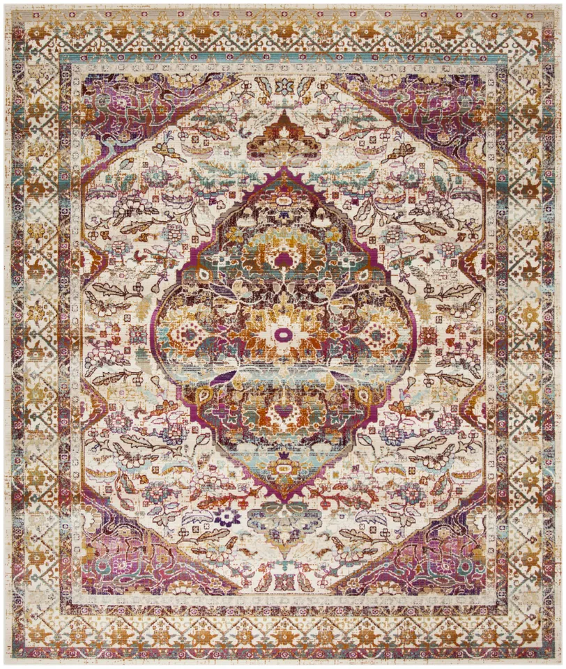 Arlo Home Woven Area Rug, BDN189A, Ivory/Fuchsia,  9' X 12'