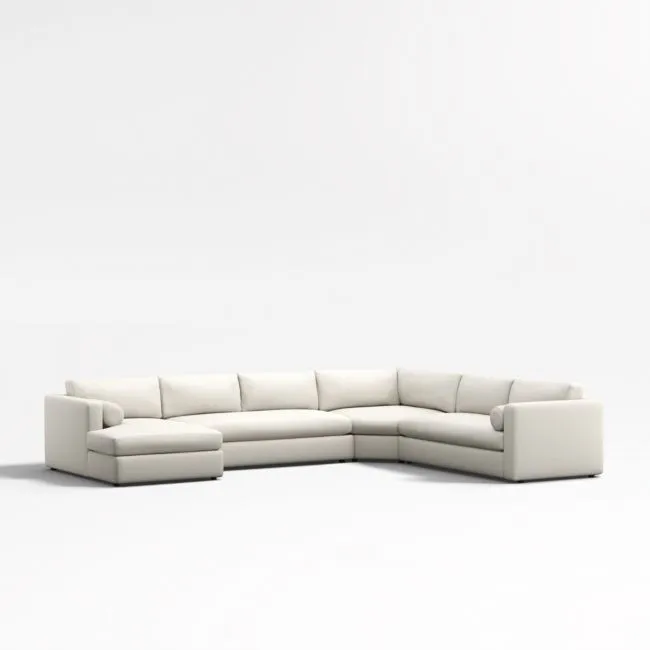 Aris 4-Piece L-Shaped Wedge Bench Sectional Sofa with Chaise Lounge