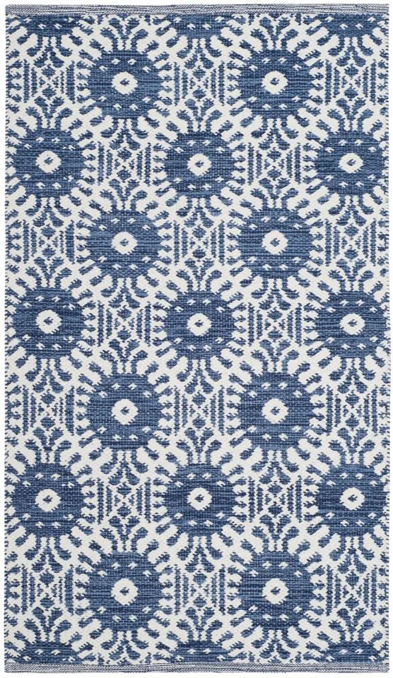 Arlo Home Hand Woven Area Rug, MTK612C, Navy/Ivory,  2' 3" X 7'