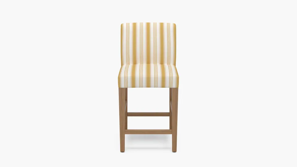 Signature Dining Counter Stool, French Yellow Regency Stripe, Natural Square Tapered Leg