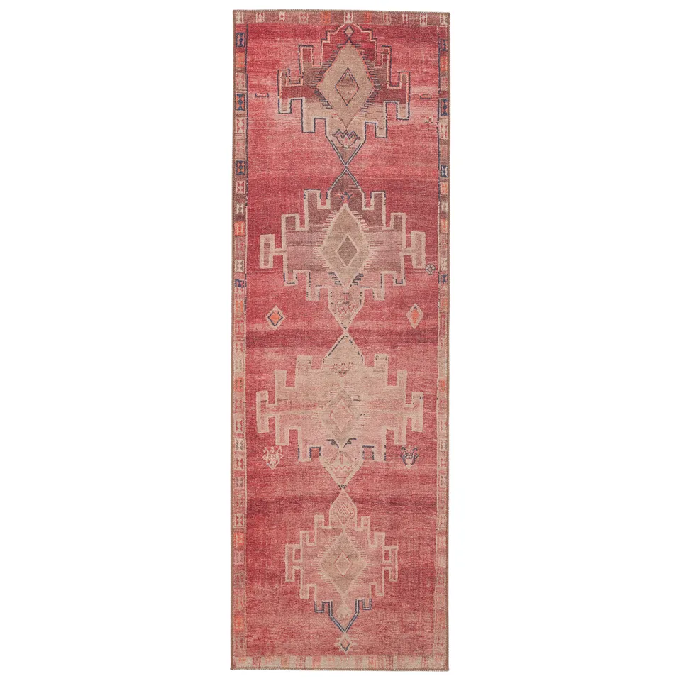 Vibe by Evadne Medallion Pink/ Blue Runner Rug (2'6"X7'6")