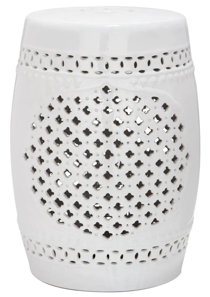 Quatrefoil Garden Stool - White