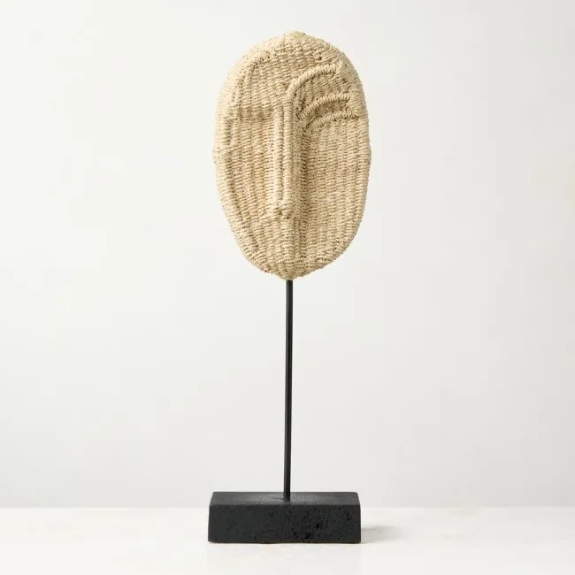 August Woven Rattan Mask Decorative Sculpture