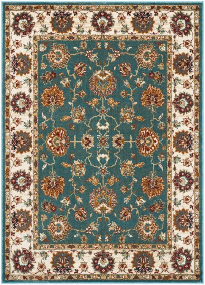 Arlo Home Woven Area Rug, SMT292T, Teal/Ivory,  5' 1" X 7' 6"