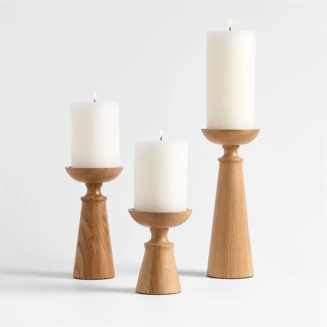 Izumo Oak Pillar Holder, Set of 3