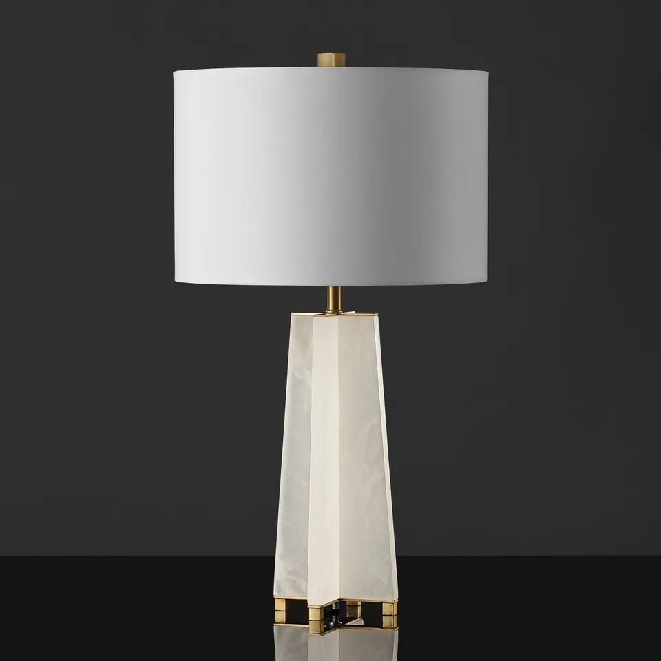 Safavieh Couture Kraus Alabaster Table Lamp - White/Gold