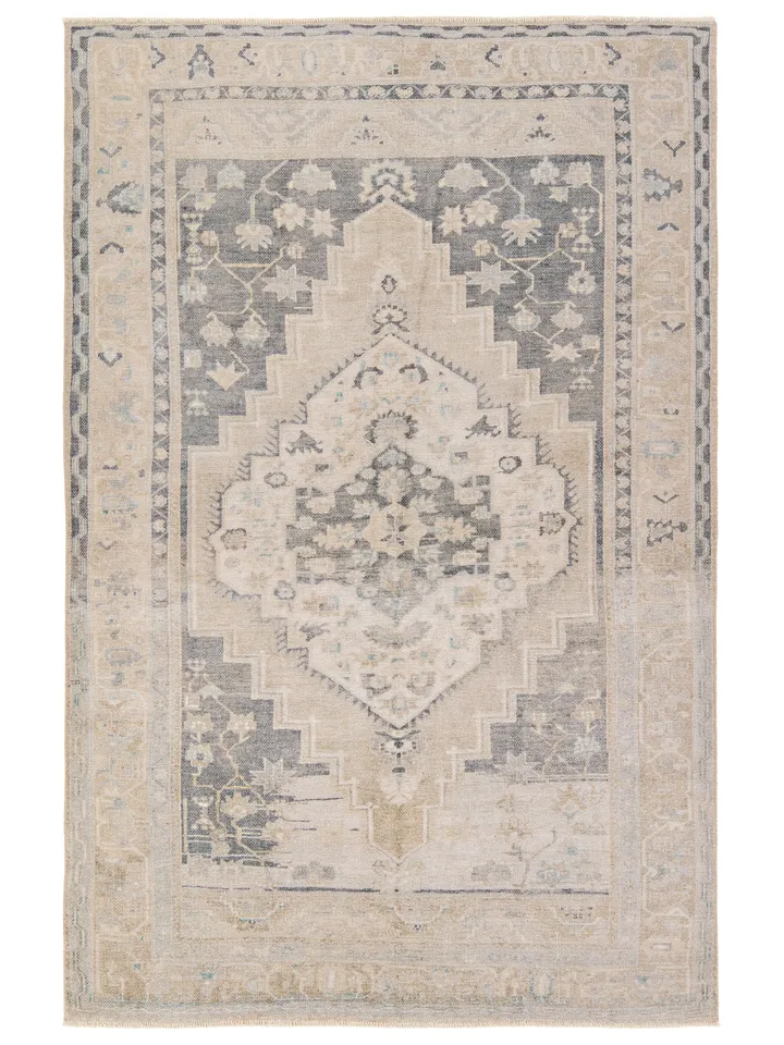 Label J Pasain LML02 Medallion Tan and Light Green Area Rug (4'x6')
