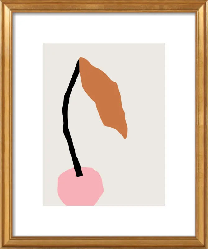 Pink fruit with leaf by Jessica Nielsen for Artfully Walls