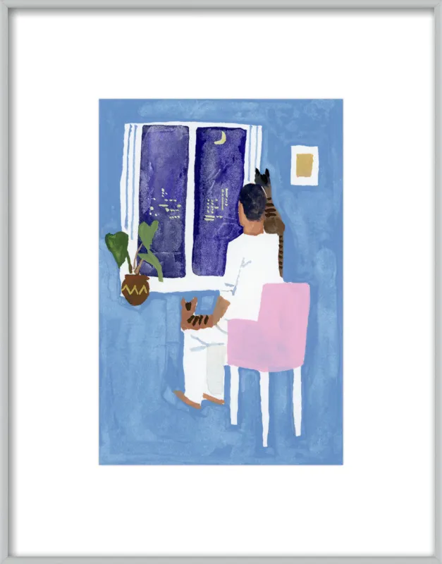 Look at the cat and the moon by Hiroyuki Izutsu for Artfully Walls