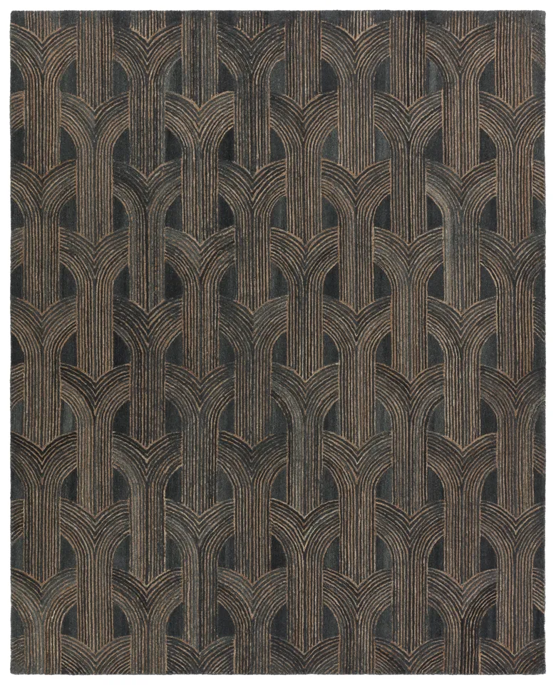 Verde Home by Manhattan Handmade Geometric Slate/ Taupe Area Rug (8'X10')