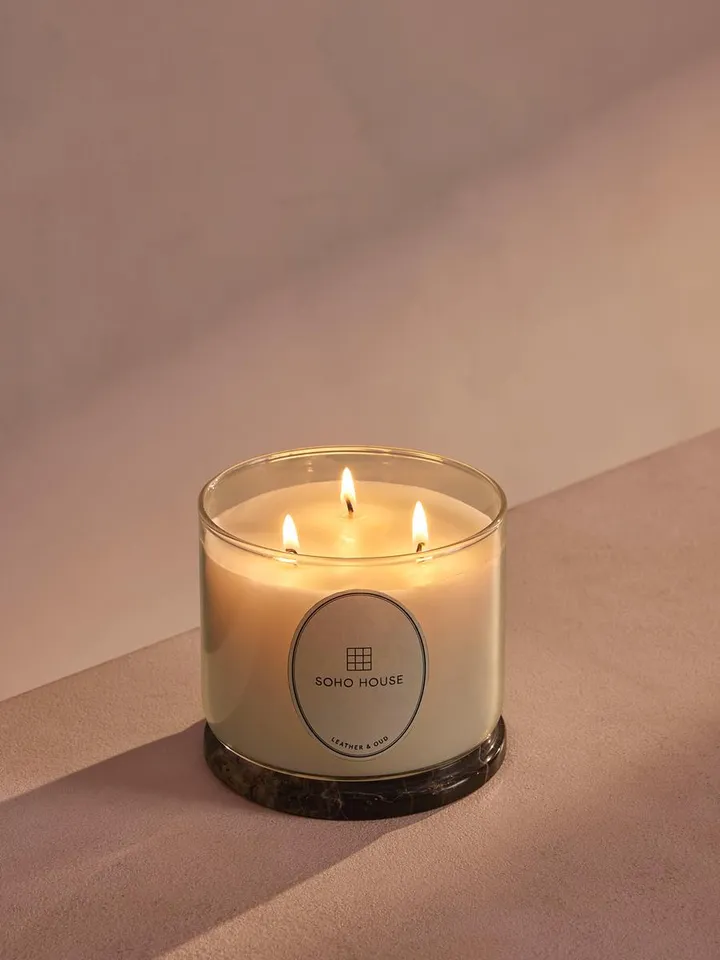Leather & Oud Candle, Dark Emperador Marble, Refill, 660g, Member Exclusive
