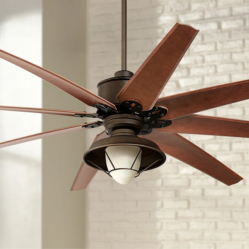 72" Casa Vieja Predator Bronze Rustic LED Damp Ceiling Fan with Remote