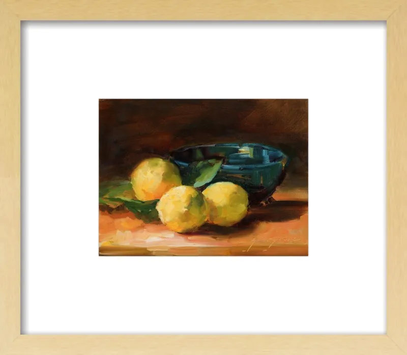 Lemons and Blue Bowl by Georgesse Gomez for Artfully Walls