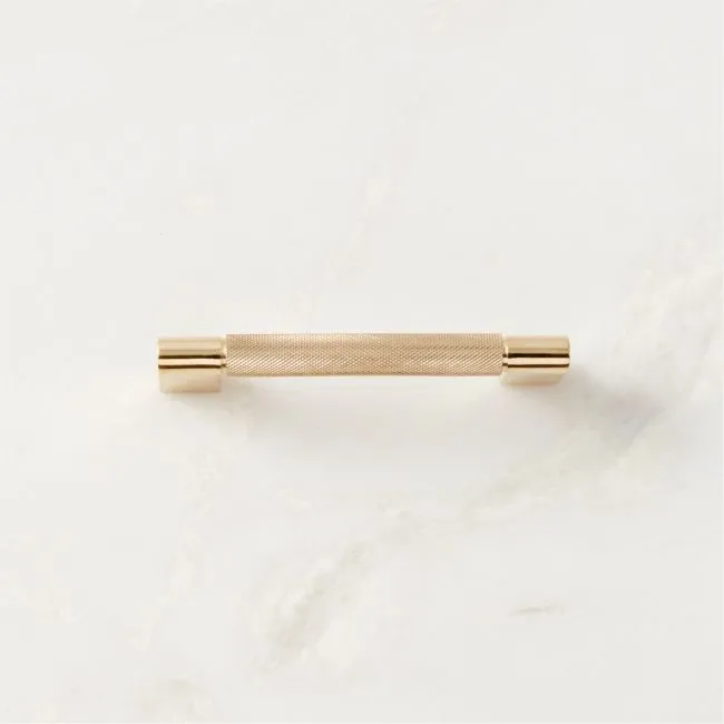 Nicolo Knurled Unlacquered Brass Cabinet Handle 4"