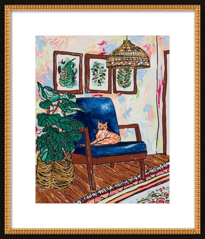 Ginger Cat in Mid Century Chair by Lara Lee Meintjes for Artfully Walls
