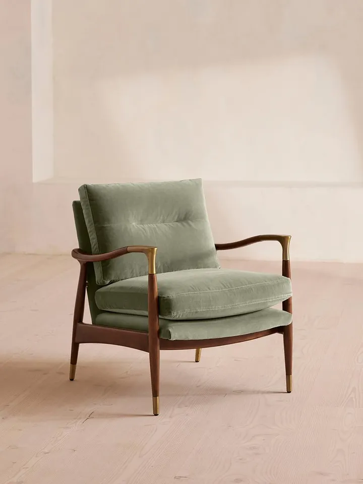 Theodore Armchair, Velvet Seafoam, US