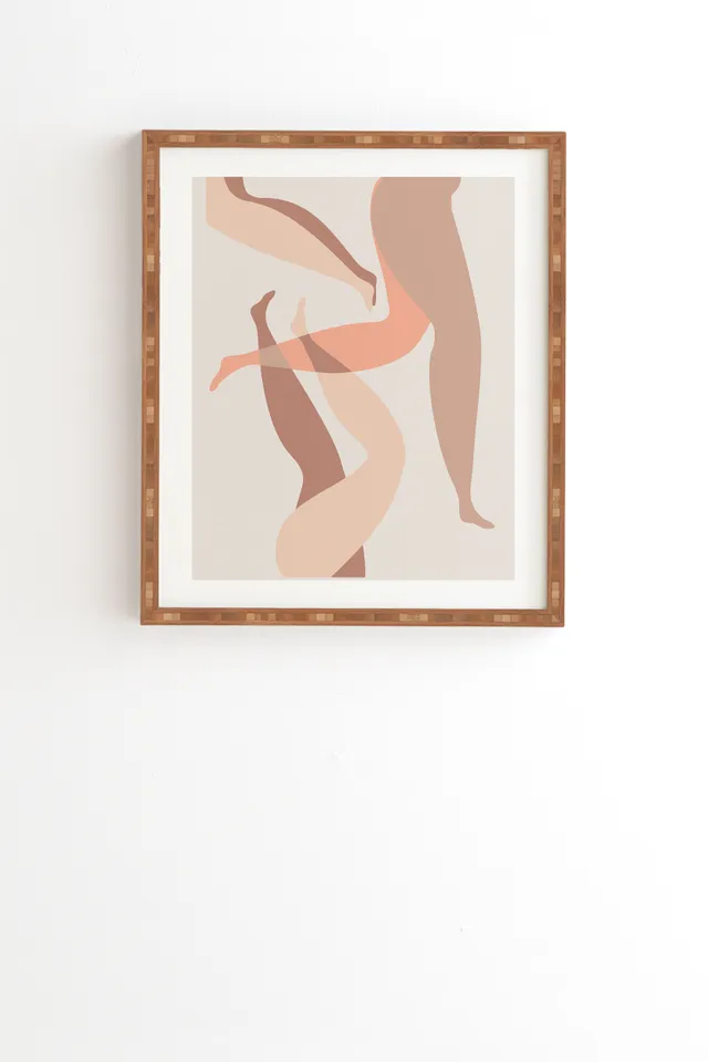 Chilling In Neutrals by Mambo Art Studio - Framed Wall Art Bamboo 30" x 30"