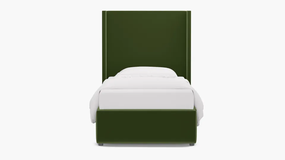 Modern Wingback Bed, Essex Performance Velvet, Twin