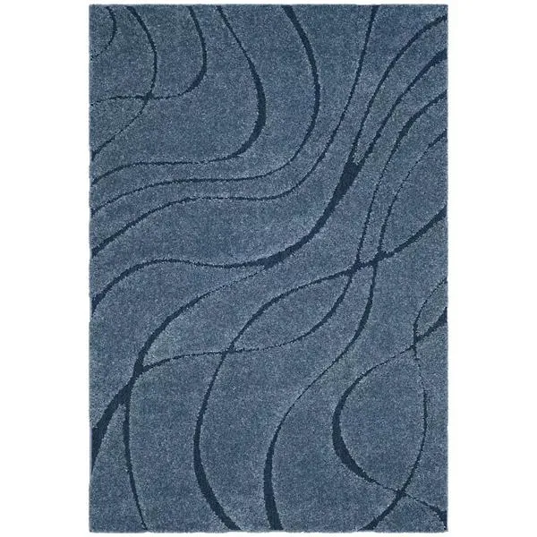 Coastal Shag Abstract Wave Area Rug
