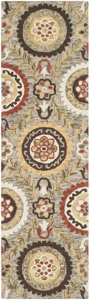 Arlo Home Hand Hooked Area Rug, SZN374C, Grey/Multi,  2' 3" X 8'