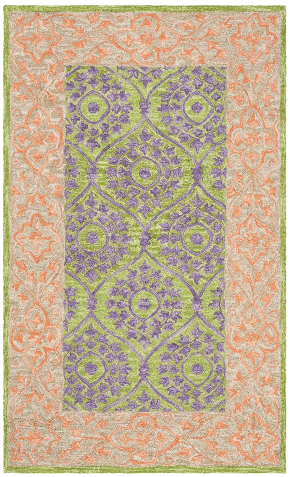 Arlo Home Hand Hooked Area Rug, SZN102A, Green/Violet,  3' X 5'